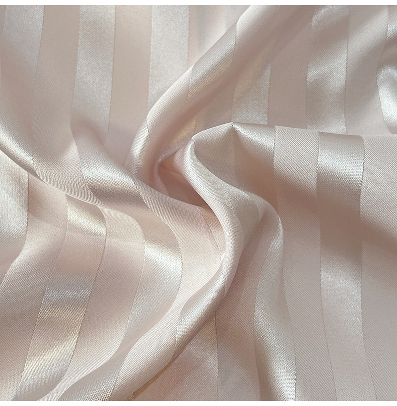 レディース ルームウェア前開きサテンストライプ襟付き長袖パジャマ上下セット