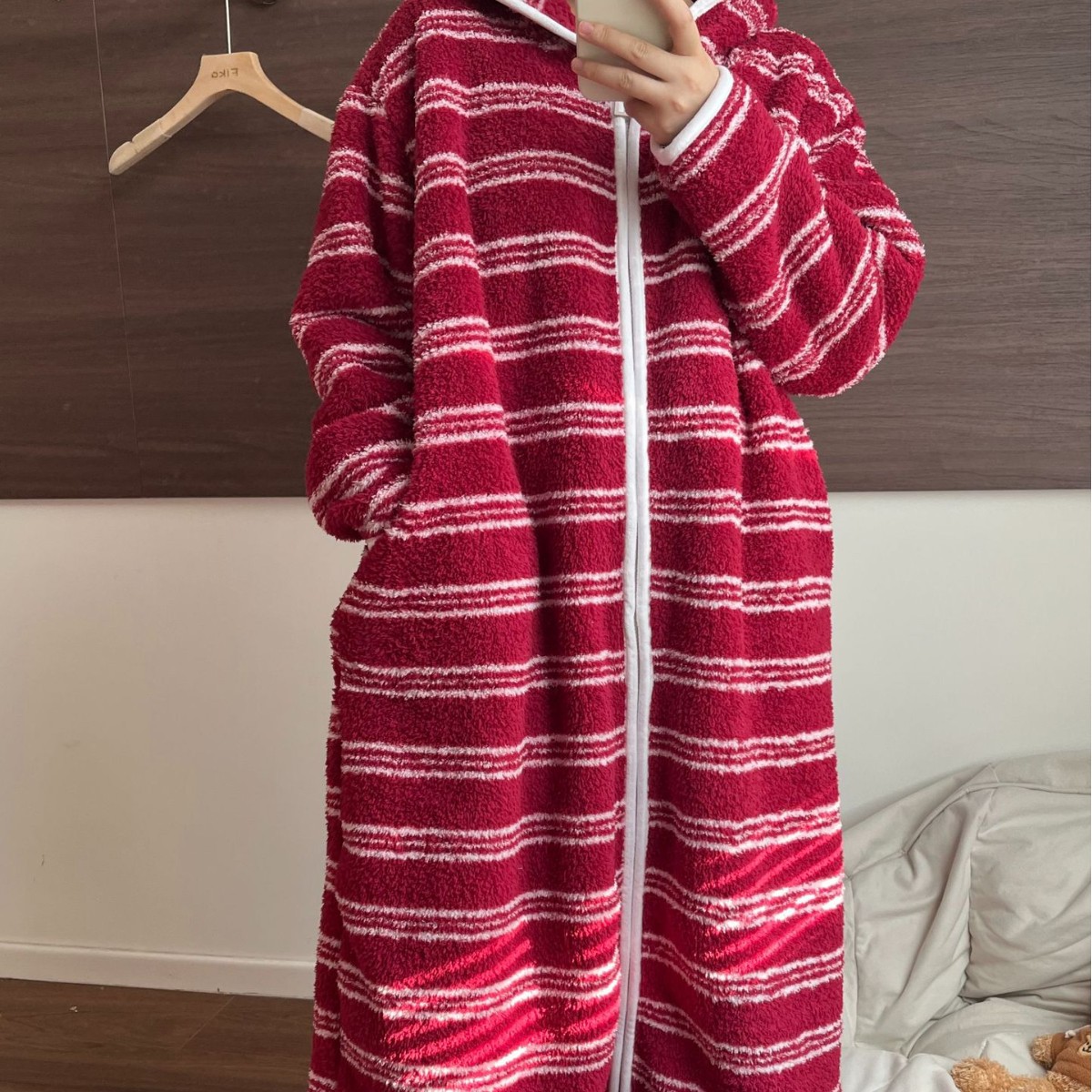 レディース ルームウェア フード付きもこもこバスローブ 8色展開 着る毛布