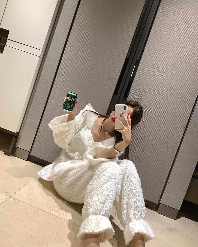 レディース ルームウェア 今季注目の長袖ふわふわ厚手パジャマセット