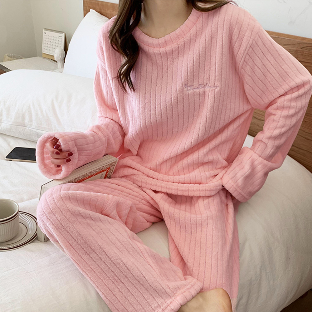 レディース ルームウェア フリース素材もこもこパジャマ上下セット