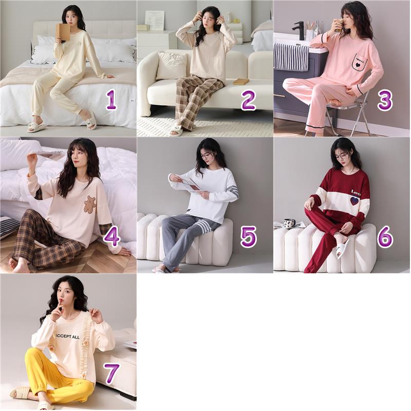 レディース ルームウェア コットン長袖パジャマ上下セット柔らかチェック柄