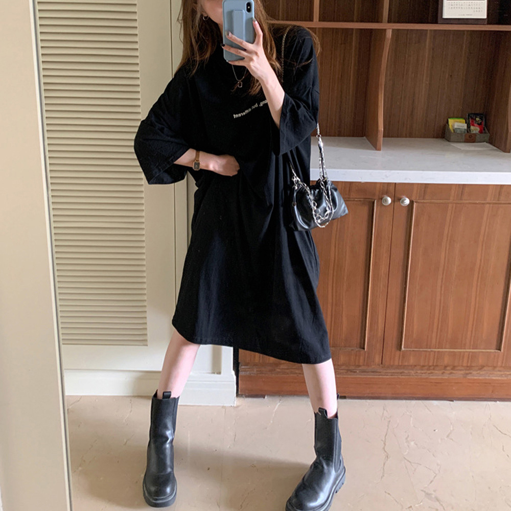 レディース ルームウェア ゆったり長袖ワンピース バックプリント ルームウェア