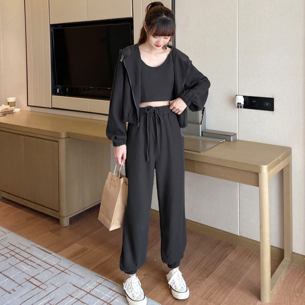 レディースルームウェアセットアップフード付きスウェット三点