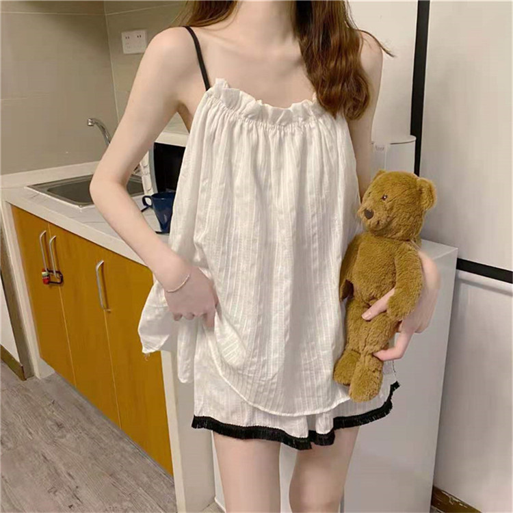 レディース ルームウェア 可愛い薄手キャミソール二点組夏用部屋着