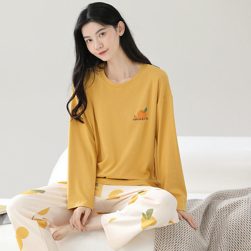 レディース ルームウェア かわいいイラストプリント長袖パジャマ上下セット