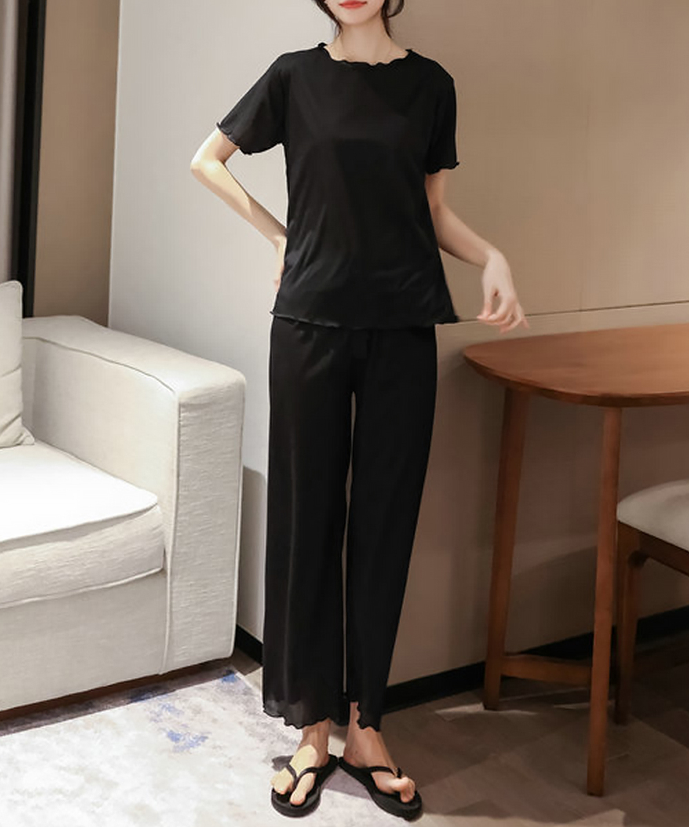 レディース ルームウェア 夏用レディースルームウェア半袖長ズボンセット