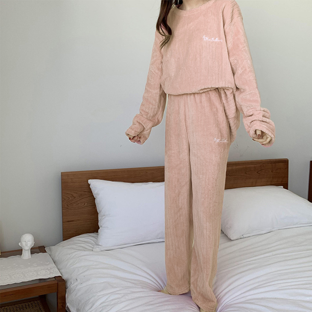 レディース ルームウェア フリース素材もこもこパジャマ上下セット