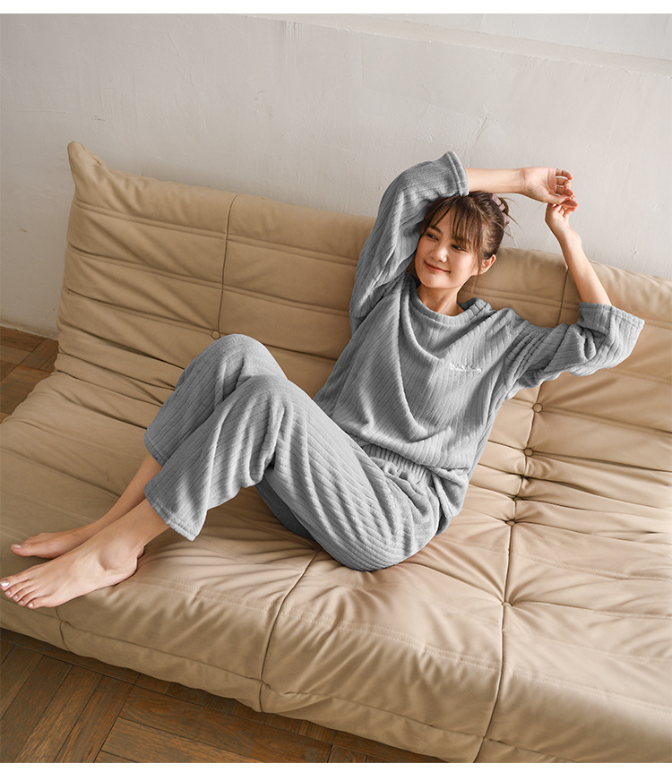 レディース ルームウェア ふわもこ起毛パジャマ上下セット長袖レディースルームウェア