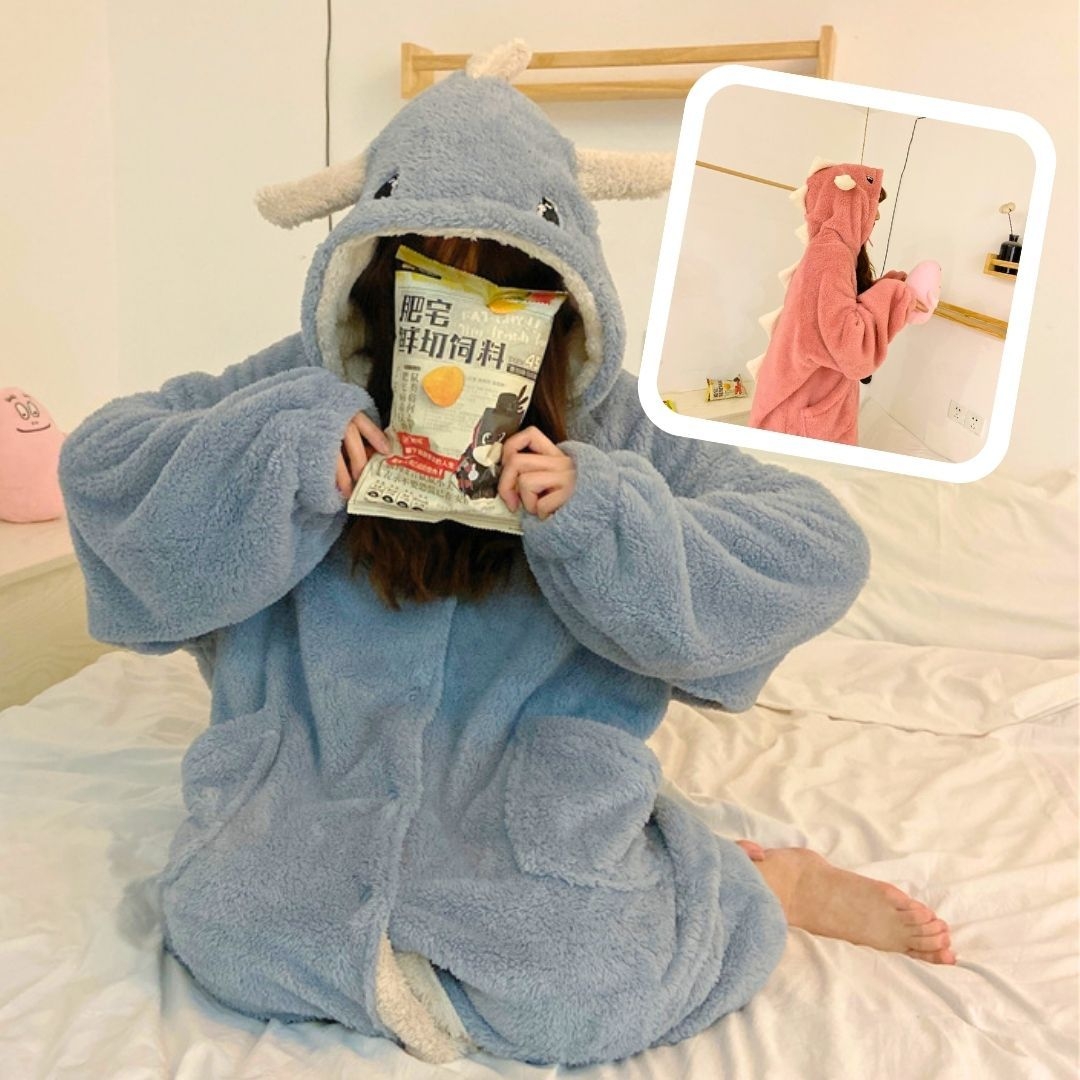 レディース ルームウェア 恐竜もこもこ着ぐるみルームウェア
