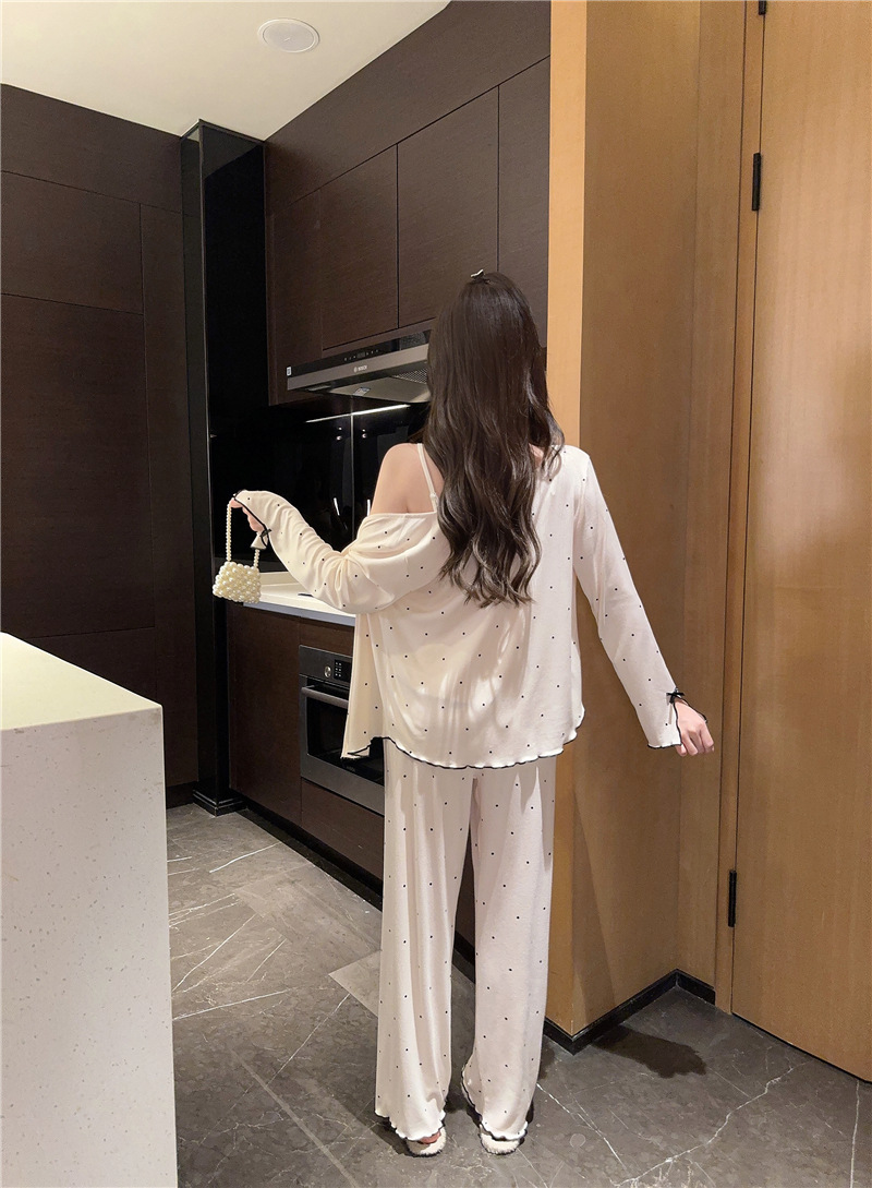 レディース ルームウェアセットアップ水玉ドット柄キャミソール