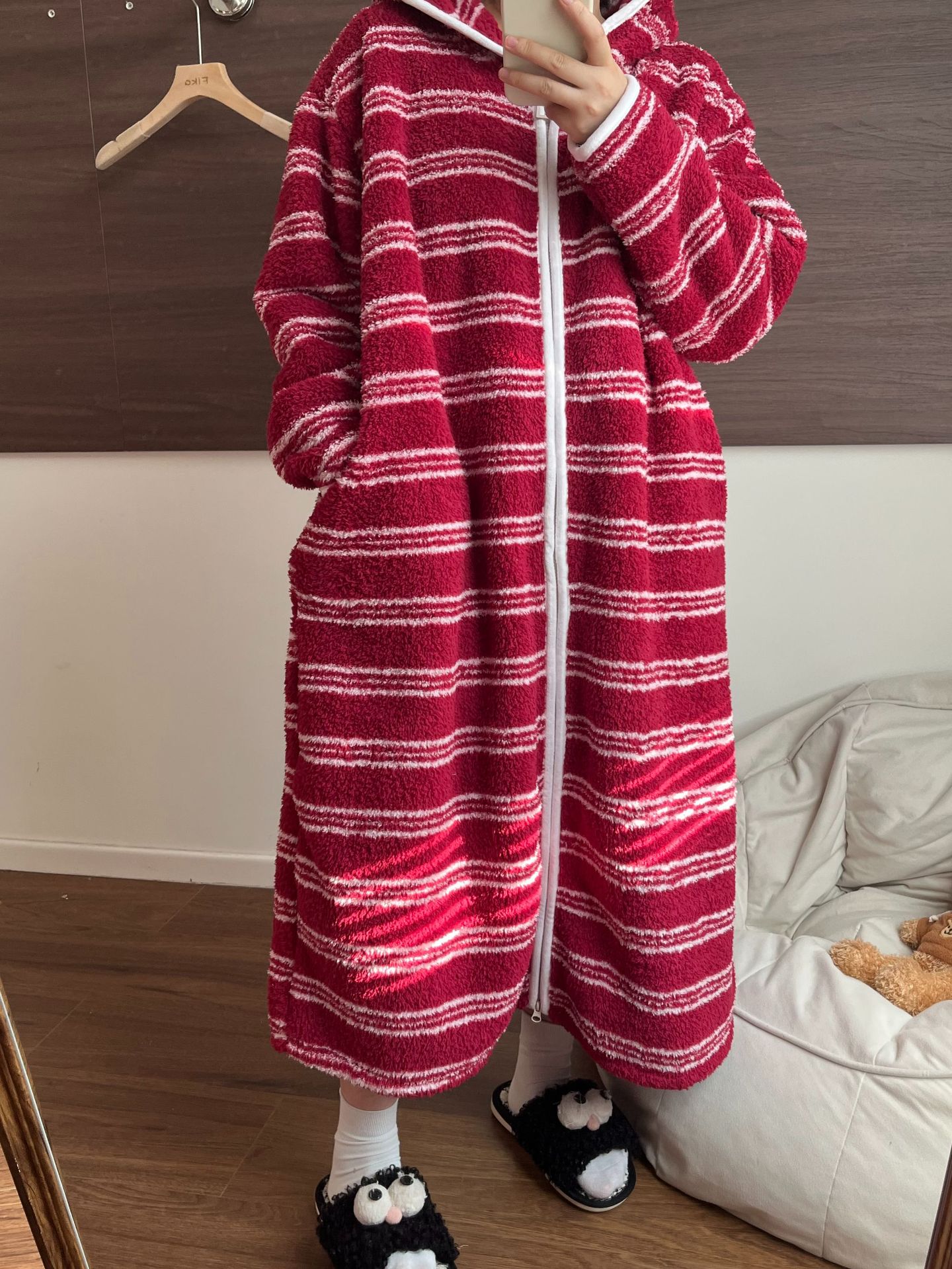 レディース ルームウェア フード付きもこもこバスローブ 8色展開 着る毛布