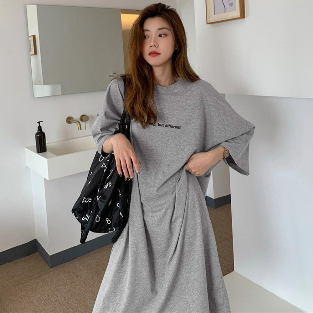 レディース ルームウェア ゆったり長袖ワンピース バックプリント ルームウェア