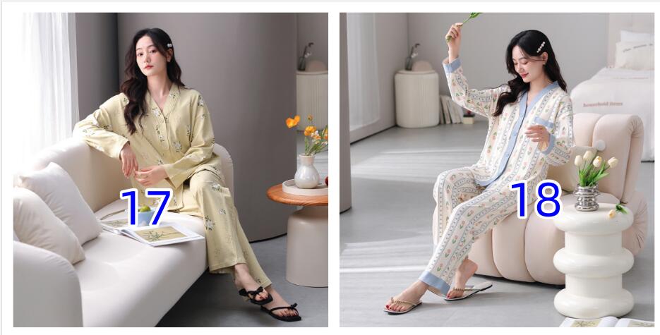 レディース ルームウェア 綿素材花柄長袖パジャマセット肌に優しいルームウェア