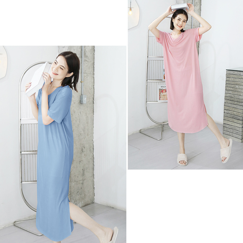 レディース ルームウェア 涼感半袖ワンピース体型カバールームウェア