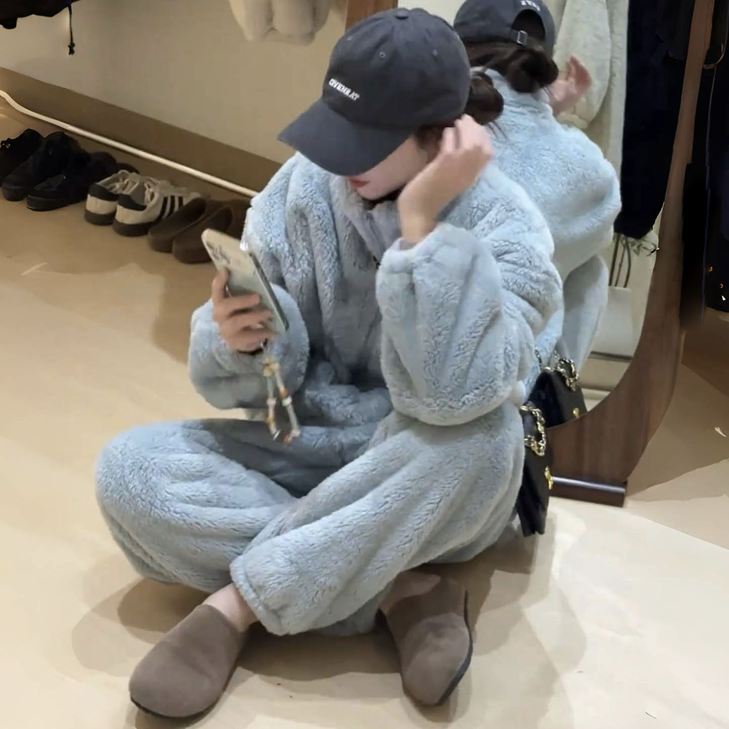 レディース ルームウェア もこもこボア上下セットアップ長袖