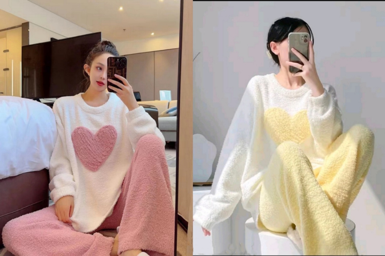 レディース ルームウェア もこもこボア素材の上下セット長袖部屋着