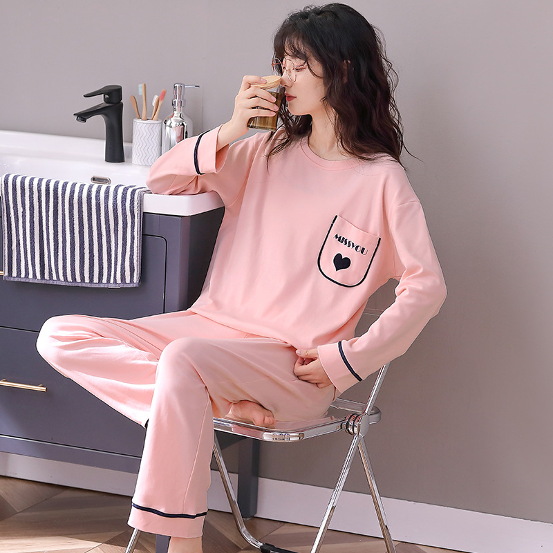 レディース ルームウェア コットン長袖パジャマ上下セット柔らかチェック柄