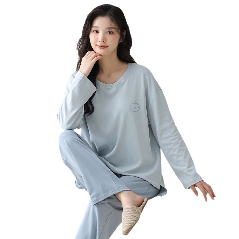 レディース ルームウェア カップ付き長袖パジャマセット綿素材肌に優しい可愛いルームウェア