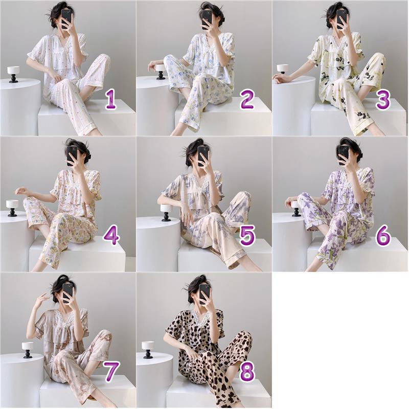 レディース ルームウェア 豹柄半袖パジャマセットアップ女性用部屋着
