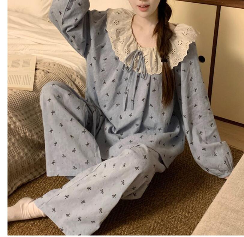 レディース ルームウェア 新作レディース花柄パジャマ上下セット襟付きルームウェア