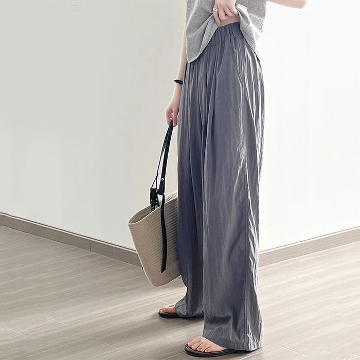 レディース ルームウェア 接触冷感ワイドパンツ ウエストゴム ルームウェア