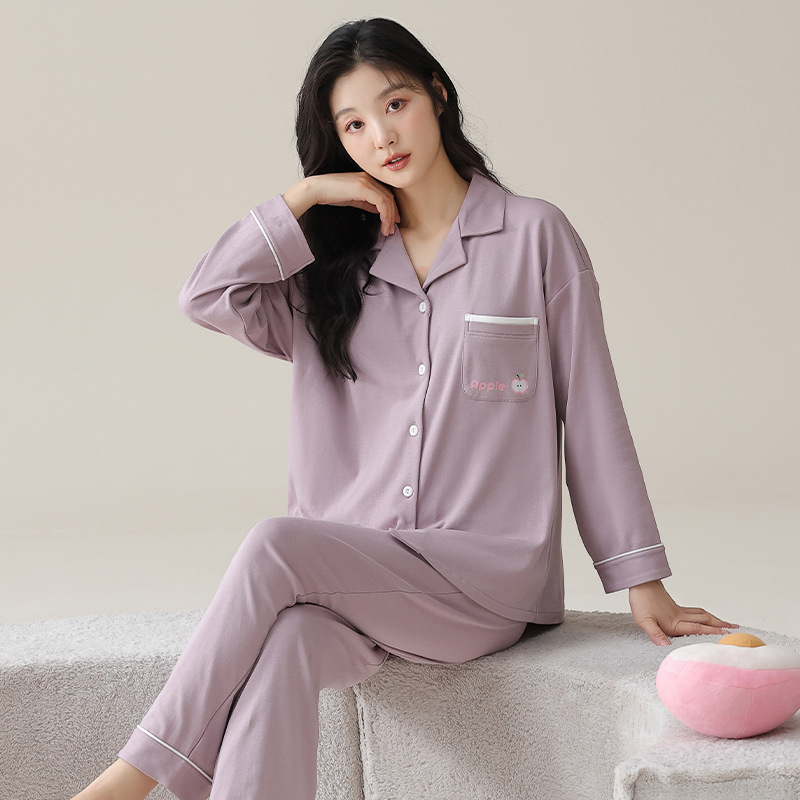 レディースルームウェアセットアップ綿素材可愛い柄付き