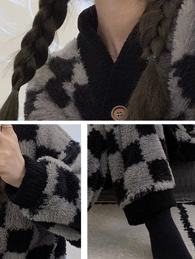 レディース ルームウェア 新作秋冬 チェック柄ふわふわ厚手パジャマ 長袖上下セット