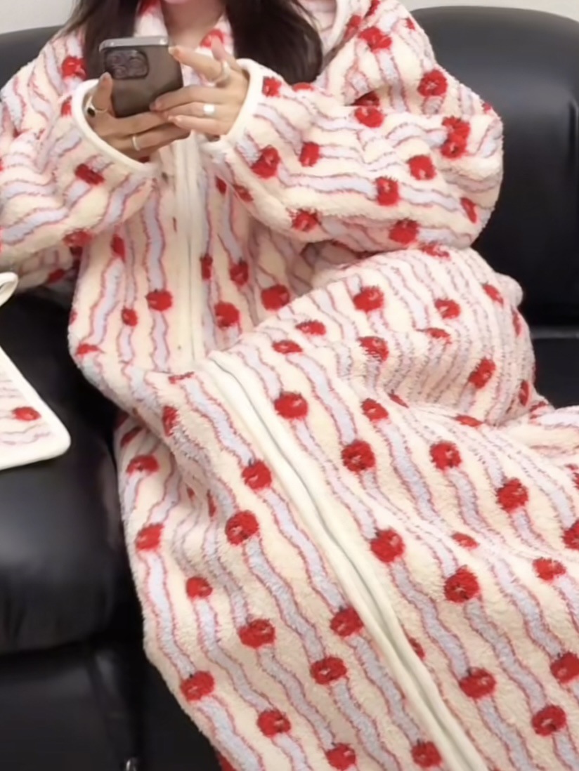 レディース ルームウェア フード付きもこもこバスローブ 8色展開 着る毛布