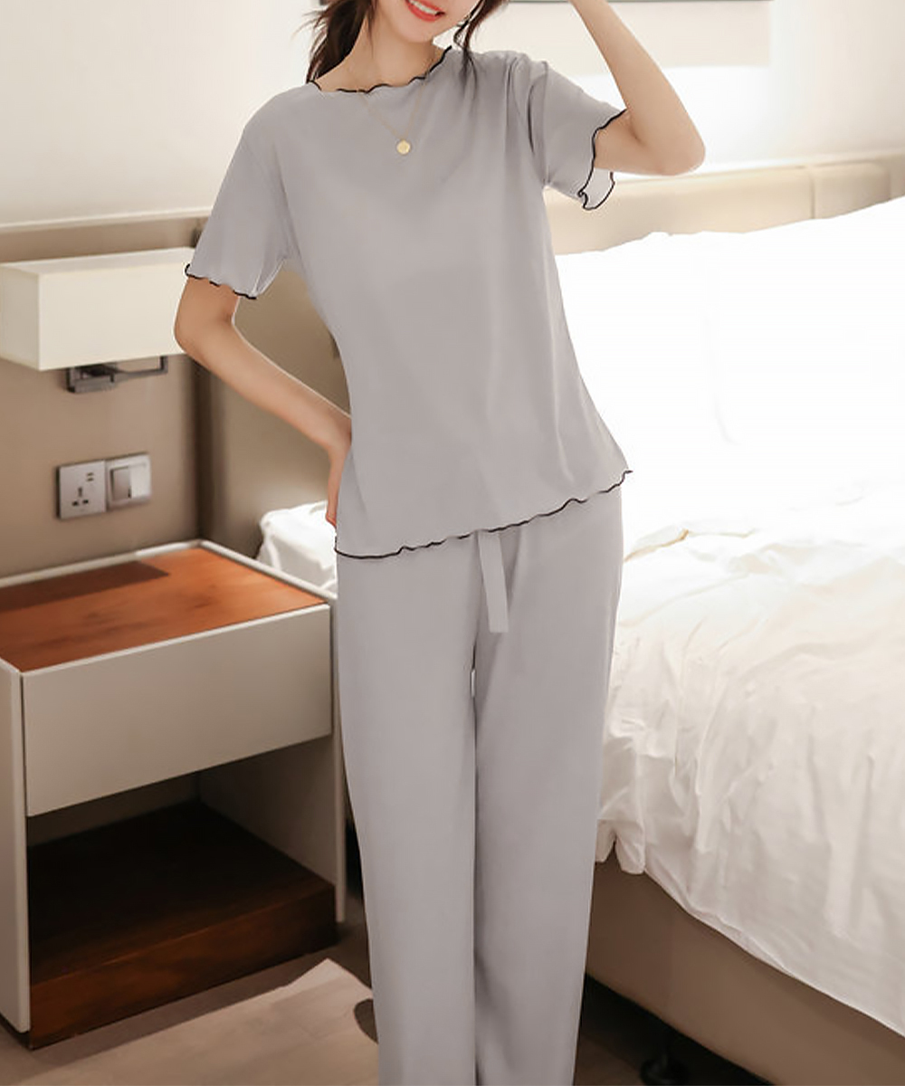 レディース ルームウェア 夏用レディースルームウェア半袖長ズボンセット