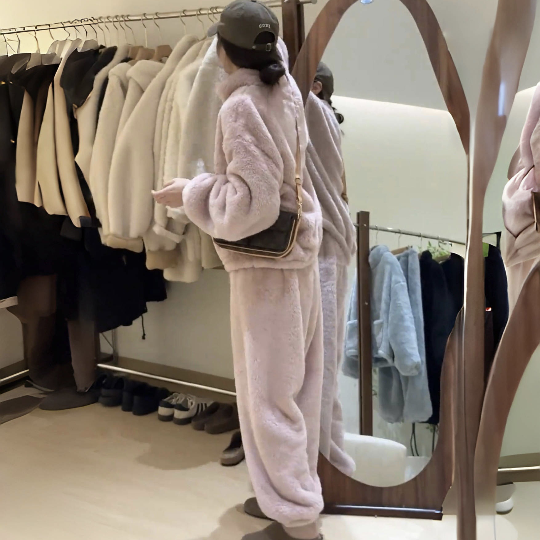 レディース ルームウェア もこもこボア上下セットアップ長袖