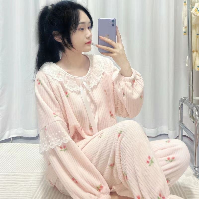 レディース ルームウェア 可愛いフルーツ柄長袖パジャマセット