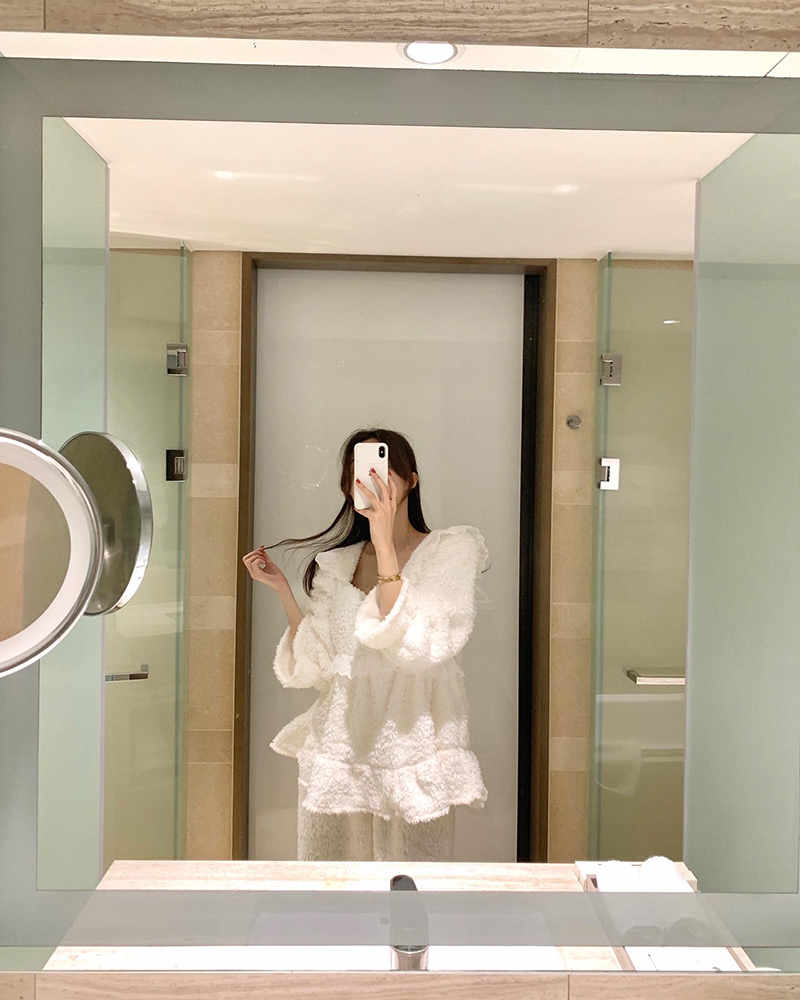 レディース ルームウェア 今季注目の長袖ふわふわ厚手パジャマセット