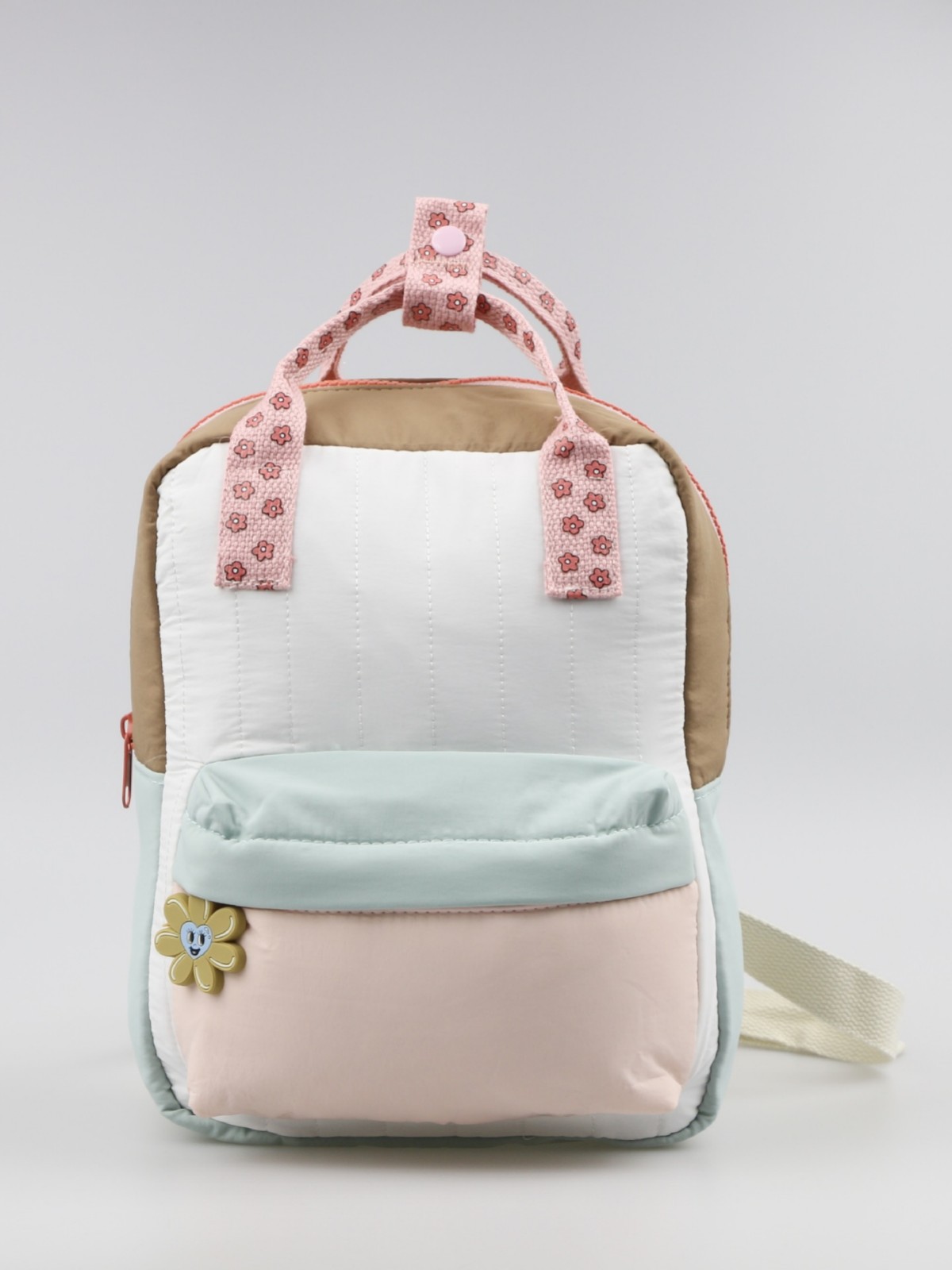 子どもリュック通園花柄ハンドル付き配色ポケット