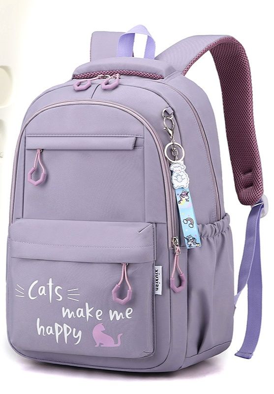 子どもリュック 猫モチーフ多収納ポケット付き子ども用普段使い