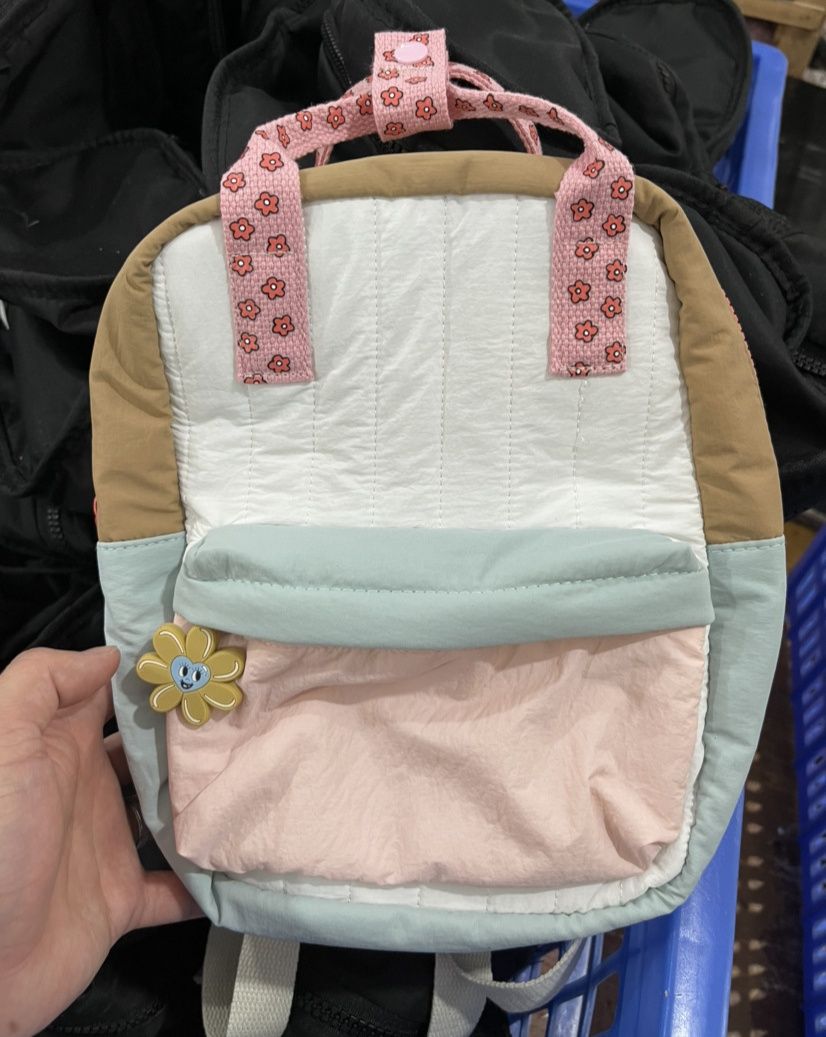 子どもリュック通園花柄ハンドル付き配色ポケット