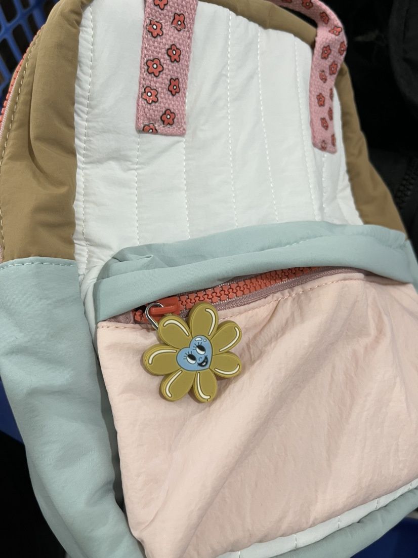 子どもリュック通園花柄ハンドル付き配色ポケット