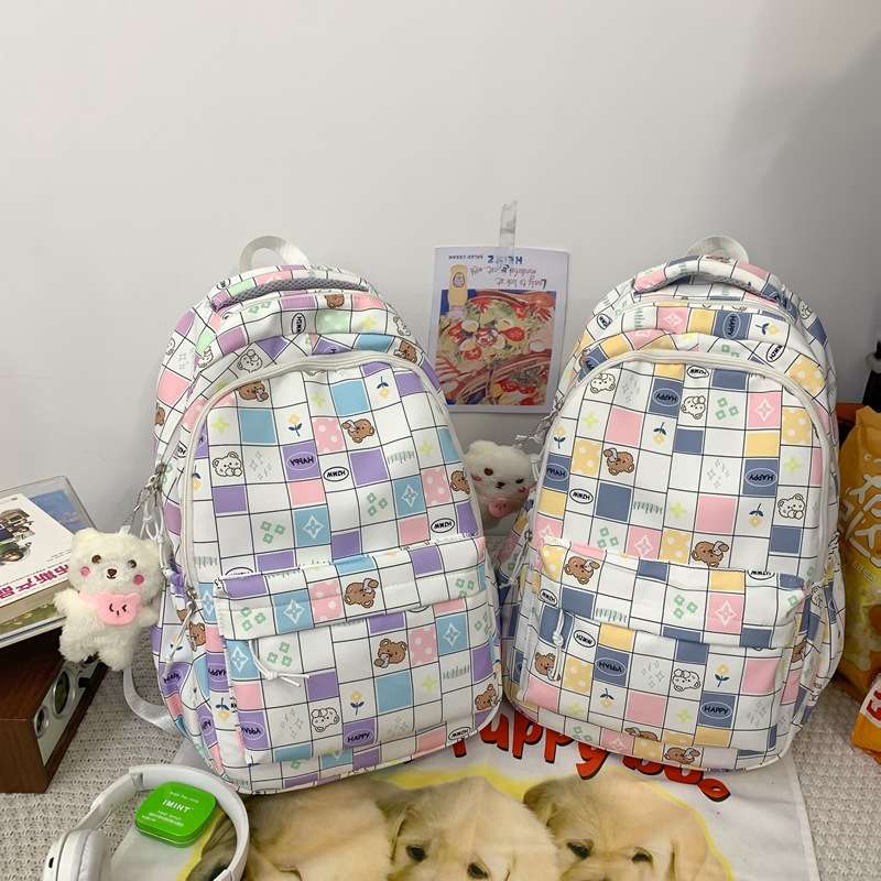 子どもリュック　かわいい格子模様キッズリュック