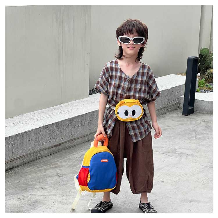 子どもリュックアウトドア動物モチーフ立体ポケット付き