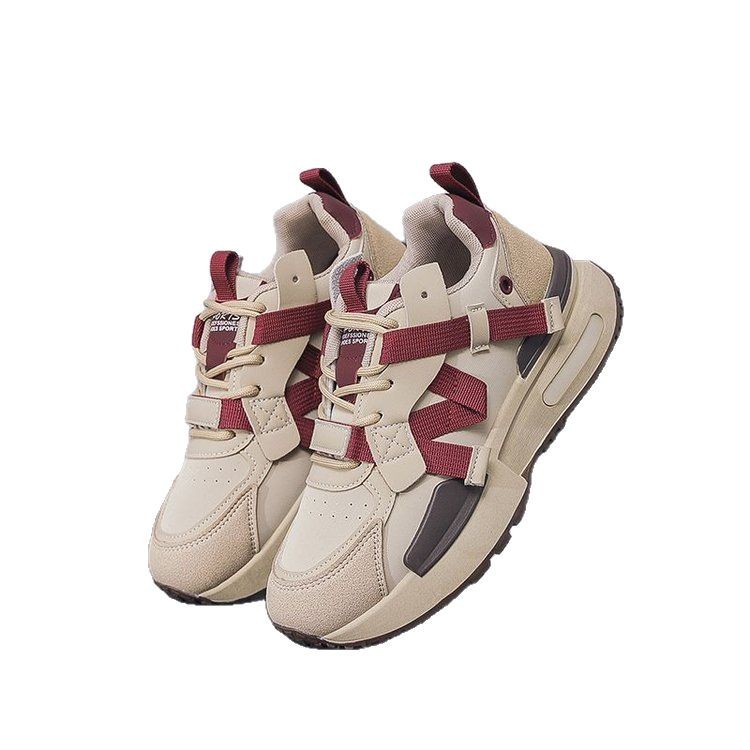 フィットネスシューズ 厚底レトロデザイン軽量クッションランニングシューズ