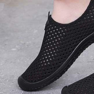 フィットネスシューズ 通気性抜群メッシュ編み軽量ランニングスリッポン