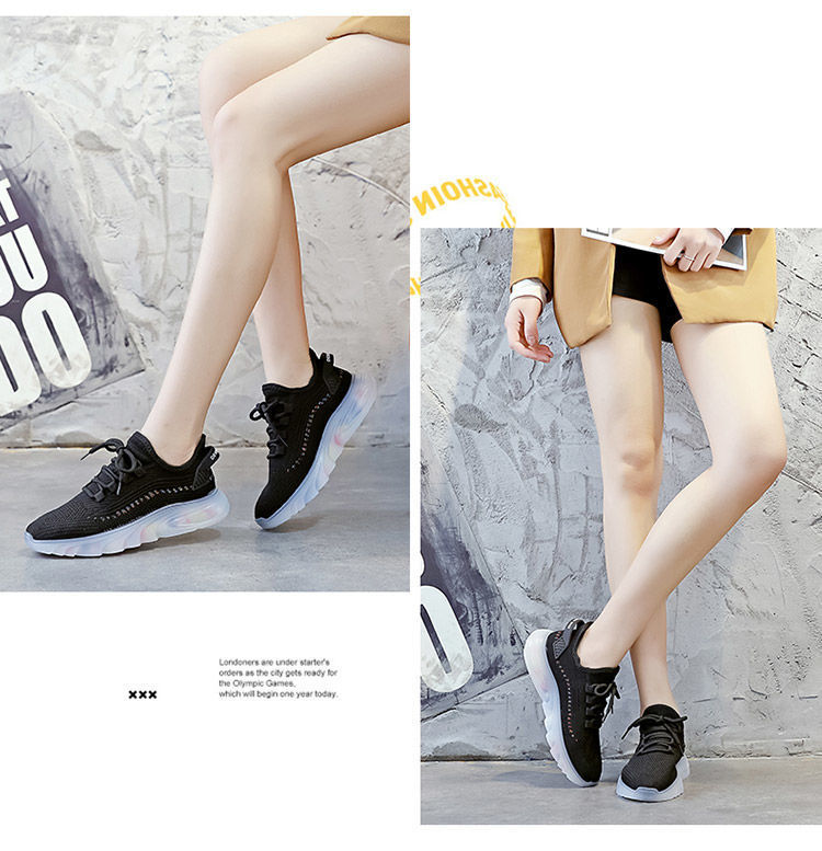 フィットネスシューズ 女性用フィットネス運動靴 厚底四センチソール 黒白桃色
