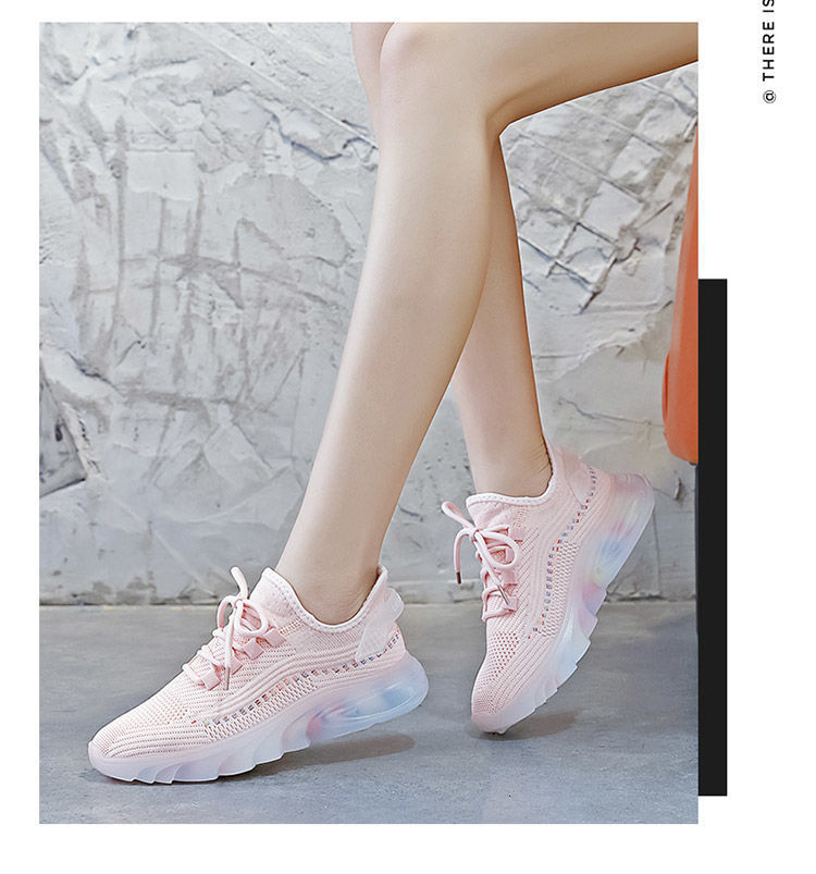 フィットネスシューズ 女性用フィットネス運動靴 厚底四センチソール 黒白桃色