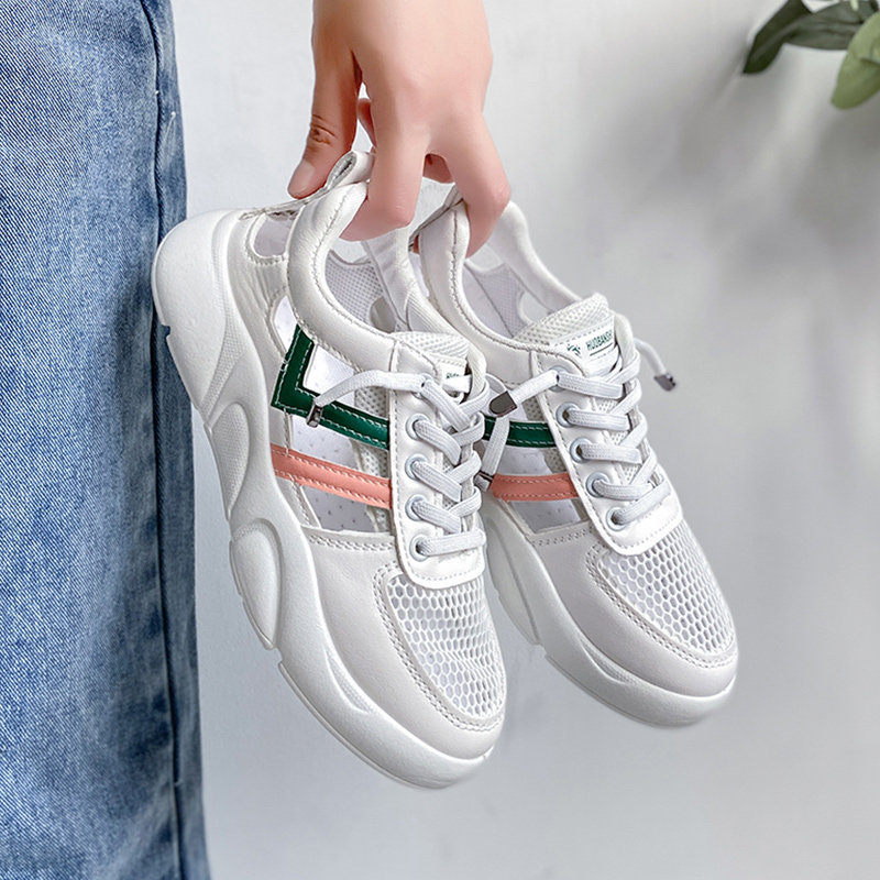 フィットネスシューズ 軽量通気性メッシュ厚底ランニングシューズ