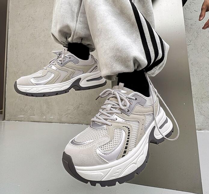 メッシュ厚底運動靴 男性用フィットネスシューズ