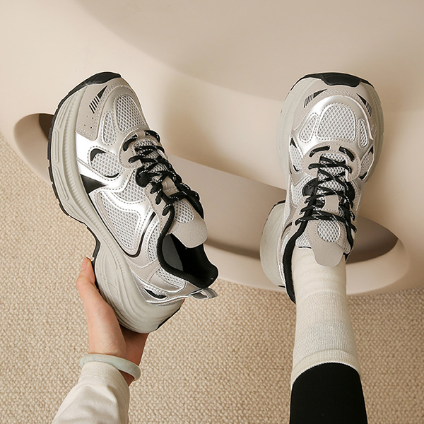 フィットネスシューズ レディース 厚底メッシュスニーカー 運動靴 美脚効果
