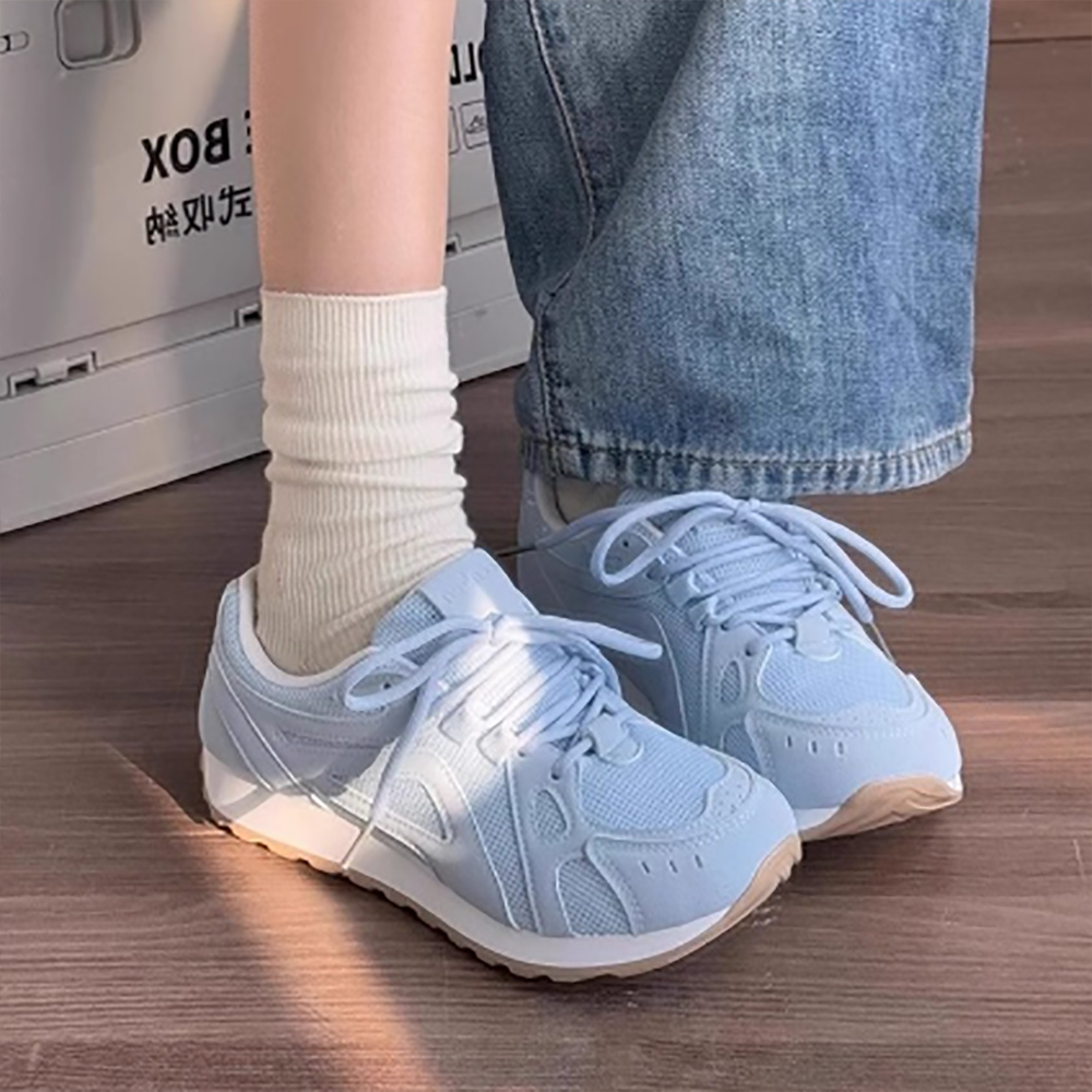 フィットネスシューズ レディース厚底メッシュ運動靴 ボリューム紐靴