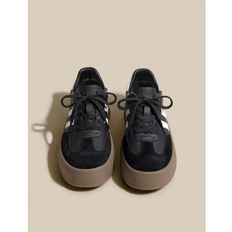 フィットネスシューズ 厚底軽量レースアップシューズ