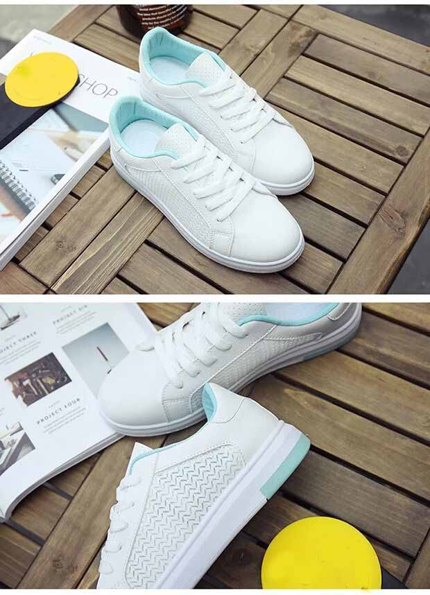 白色メッシュ運動靴 結ばない紐 脚長効果 女性用フィットネスシューズ