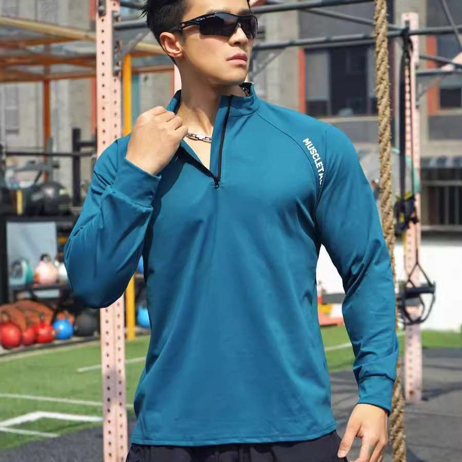 ランニングウェア ハーフジップ軽量トレーニングシャツ