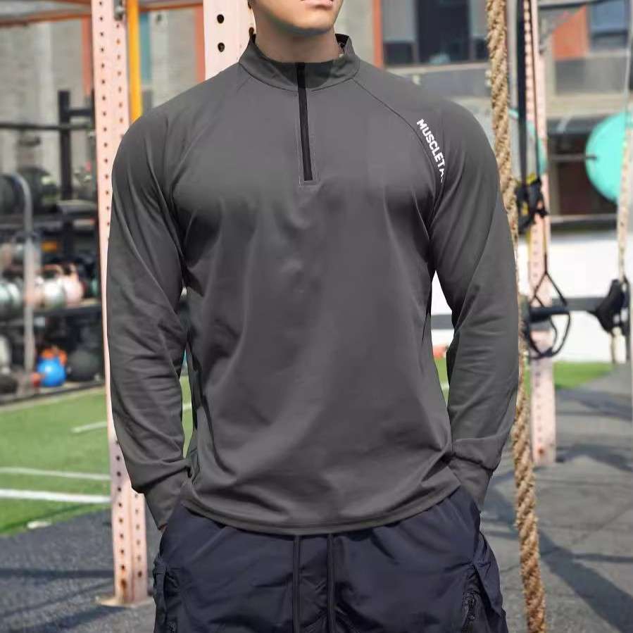 ランニングウェア ハーフジップ軽量トレーニングシャツ